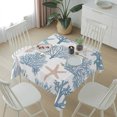 thumbnail image 6 of Light Blue Coral Coastal Table Cloth Waterproof Tablecloths, Summer Beach Starfish Shell Tablecloth Dining Table Cover for Kitchen Party Tabletop Outdoor, Square Tablecloth 54x54 Inch, 6 of 9
