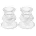 thumbnail image 2 of KAKOWELY 2 candelabros de cristal transparente, candelabros cónicos decorativos, soporte para bodas, fiestas, aniversarios, cenas románticas, decoración del hogar., 2 of 4
