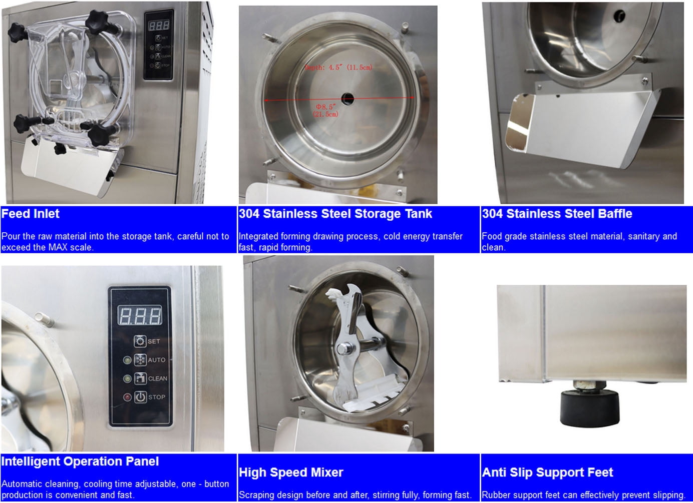 Commercial Fully Automatic Stainless Steel Hard Ice Cream Machine Single Head Ice Cream Maker