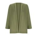 thumbnail image 4 of BiZtdJrK Light Weight Cardigan Women 3/4 Sleeve Open Front Cardigans Loose Summer Beach Cover Ups Solid Casual Kimono Army Green S, 4 of 8