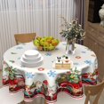 thumbnail image 6 of Merry Christmas Red Truck Gnome Tablecloth Round 60 Inch, Red Green Buffalo Plaid Winter Snowflake Polyester Circle Table Cloth Wrinkle Stain Resistant Washable Table Cover for Kitchen Picnic, 6 of 6
