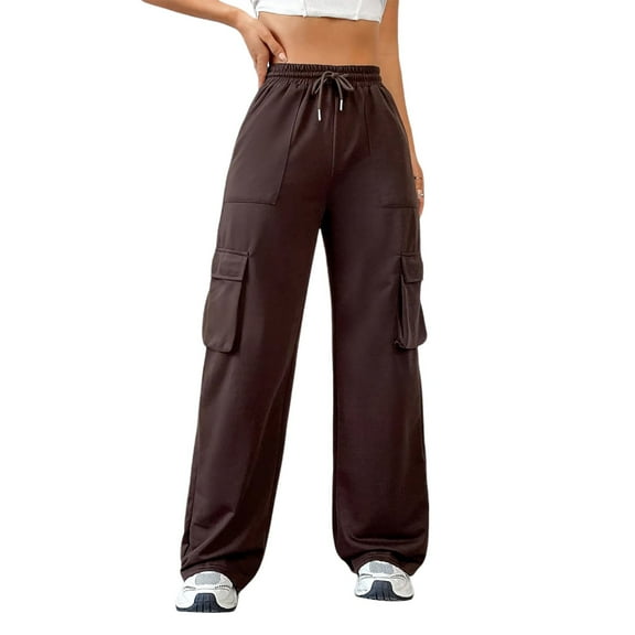 EDFBUYKRS Women Pants Casual Linen Pants Women Tall 36 Inseam Women's Casual Pants for Comfort and Style Versatile Straight Leg Design with Elastic Waist and Multiple Pockets for Everyday Wear M