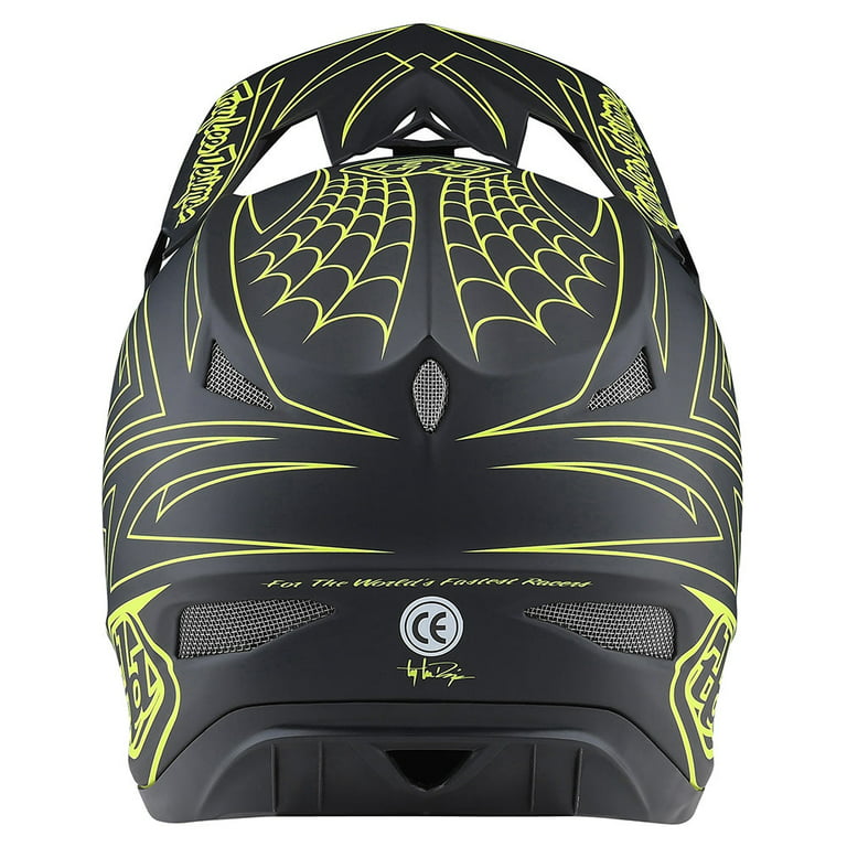 Troy Lee Designs D3 Fiberlite Spiderstripe MTB Mountain Bike Helmet Yellow  XL