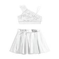 thumbnail image 3 of YONGHS Girls Jazz Hip Hop Performance Costumes Crop Tops with Pleated Skirt Modern Dance Outfits Silver 10, 3 of 7