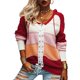 thumbnail image 1 of Suéteres para Mujer Diseño De Empalme con Cuello En V Estilo con Capucha Color De Contraste Suéter con Capucha para Mujer para Fiesta Oficina Hogar Rojo L, 1 of 6
