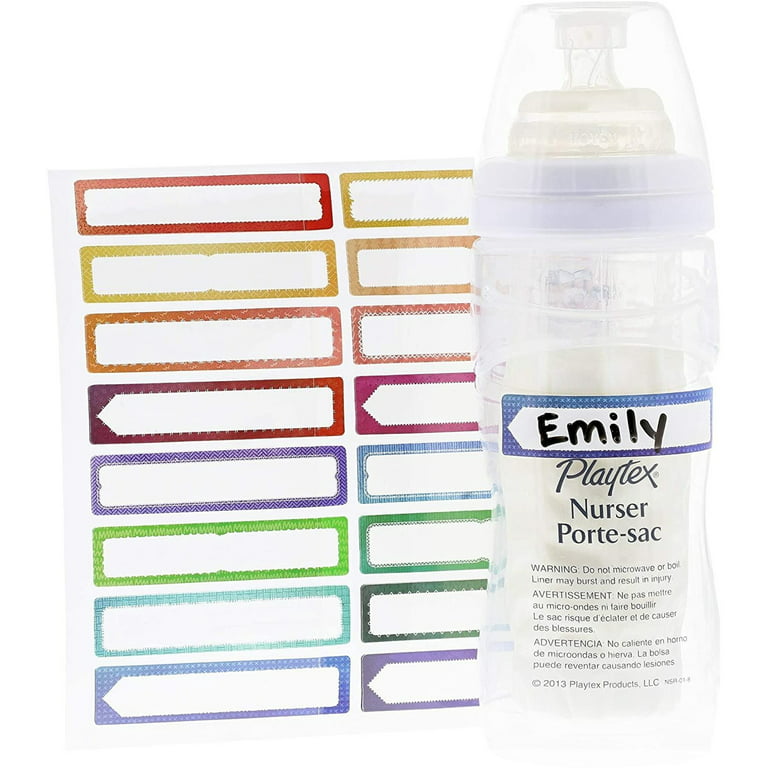 Removable Baby Bottle Labels for Daycare, 25 Sheets (10 Colors, 500 Pieces)