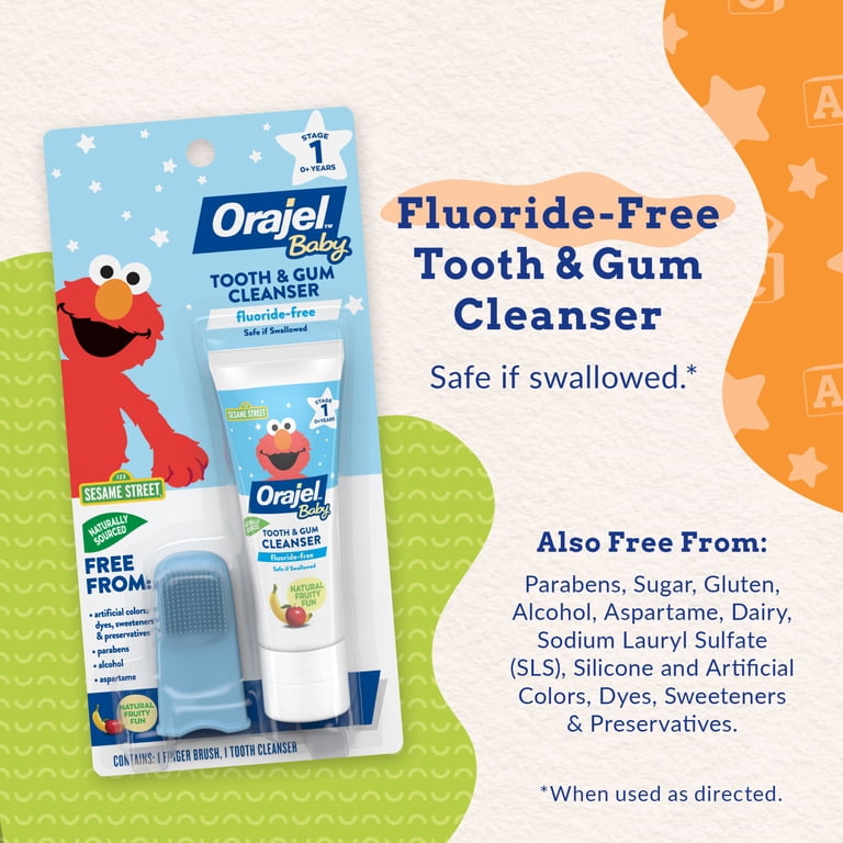 Orajel Baby Elmo Tooth & Gum Cleanser Fluoride-Free, 1 Finger
