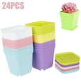 thumbnail image 1 of 24Pcs Small Plant Pots with Tray Plastic Square Flower Pots Colorful Flower Nursery Seedling Pots, 1 of 9