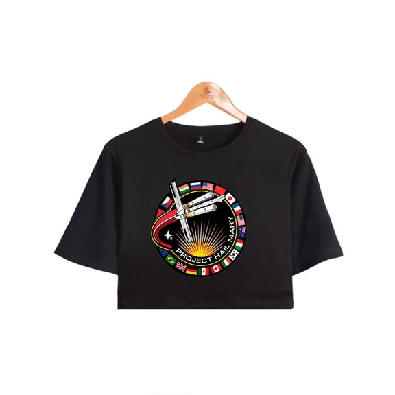 Project Hail Mary Movie Mission Patch Space Crop T-Shirt – Women’s Short Sleeve Fashion Tee, Casual Streetwear Top for Sci-Fi Movie Fans Gift Merch