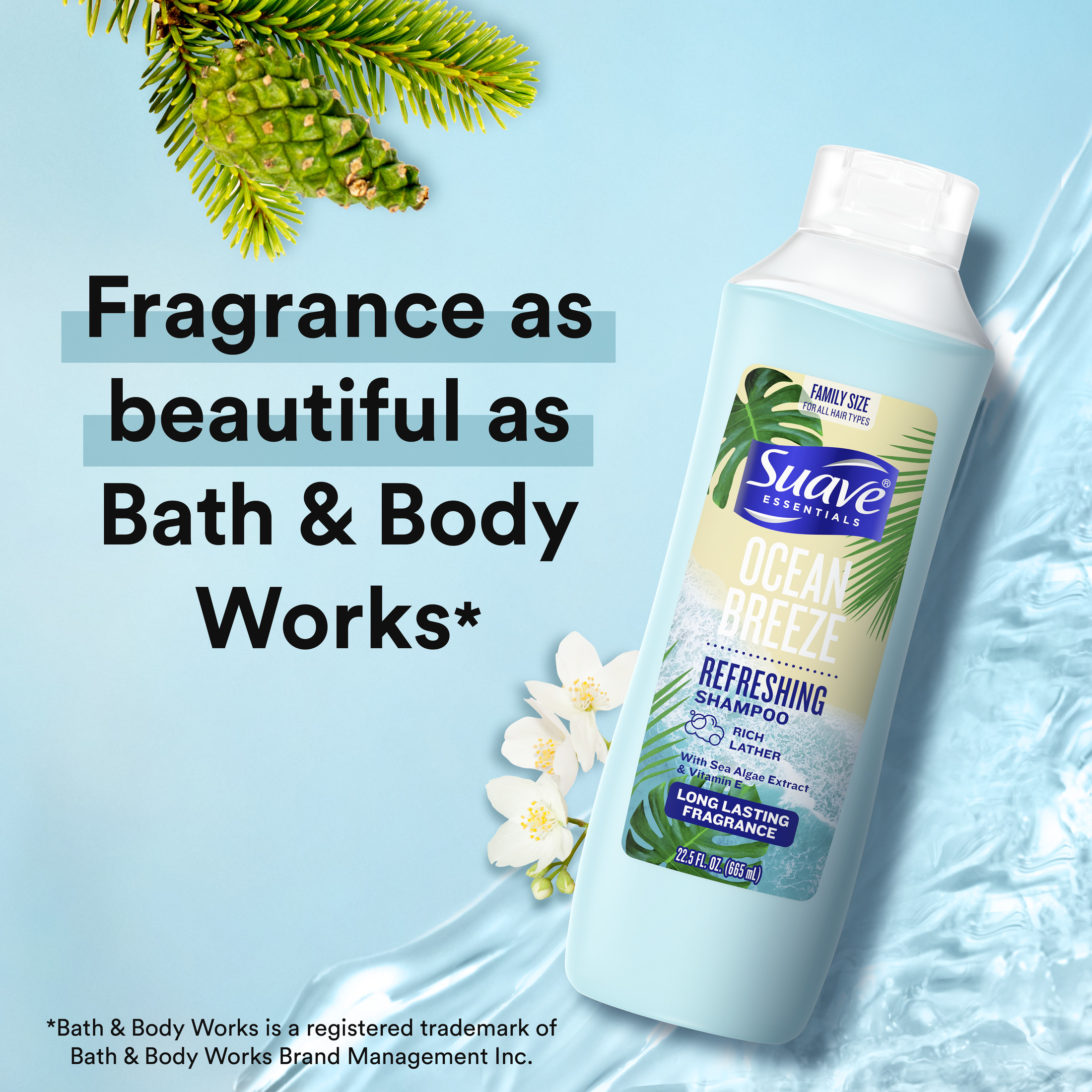 Suave Essentials Refreshing Shampoo, Ocean Breeze, 22.5 fl oz - image 4 of 10