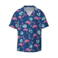 thumbnail image 2 of Lsque Plants And Flamingos print Men's Cuban Collar Short Sleeve Shirt Summer Beachwear Casual Button Down Fashionable Vacation Leisure Shirt-XX-Large, 2 of 7