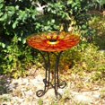 thumbnail image 2 of Hi-Line Gift Solar Floral Glass Bird Bath with Stand, 2 of 5