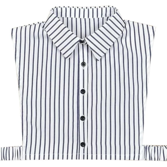 Zhengup Quality Cotton Striped Detachable Half Shirt Blouse Faux False Collar Dickey Collar for Girls Lady