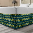 thumbnail image 1 of Hipster Bed Skirt, Tropical Pineapples Illustration in Geometric Exotic Flat Style Art, Elastic Bedskirt Dust Ruffle Wrap Around for Bedding Decor, 4 Sizes, Yellow and Petrol Blue, by Ambesonne, 1 of 2