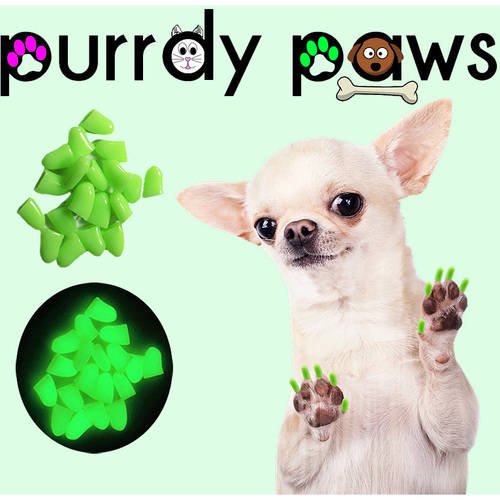 Purrdy Paws Soft Nail Caps for Dogs, 40Pack, Ultra Glow XSmall