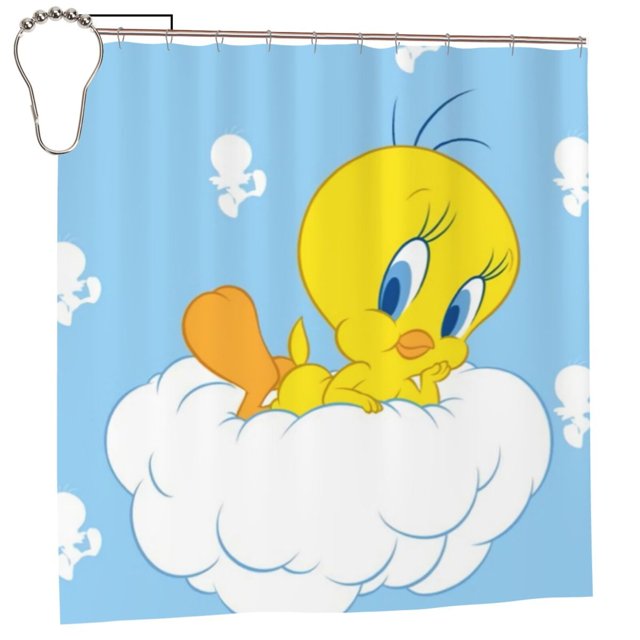 Cortina de ducha de tela de poliéster impermeable Bugs Bunny, decoración de baño, kit de cortina de ducha con ganchos, 72 x 72 pulgadas