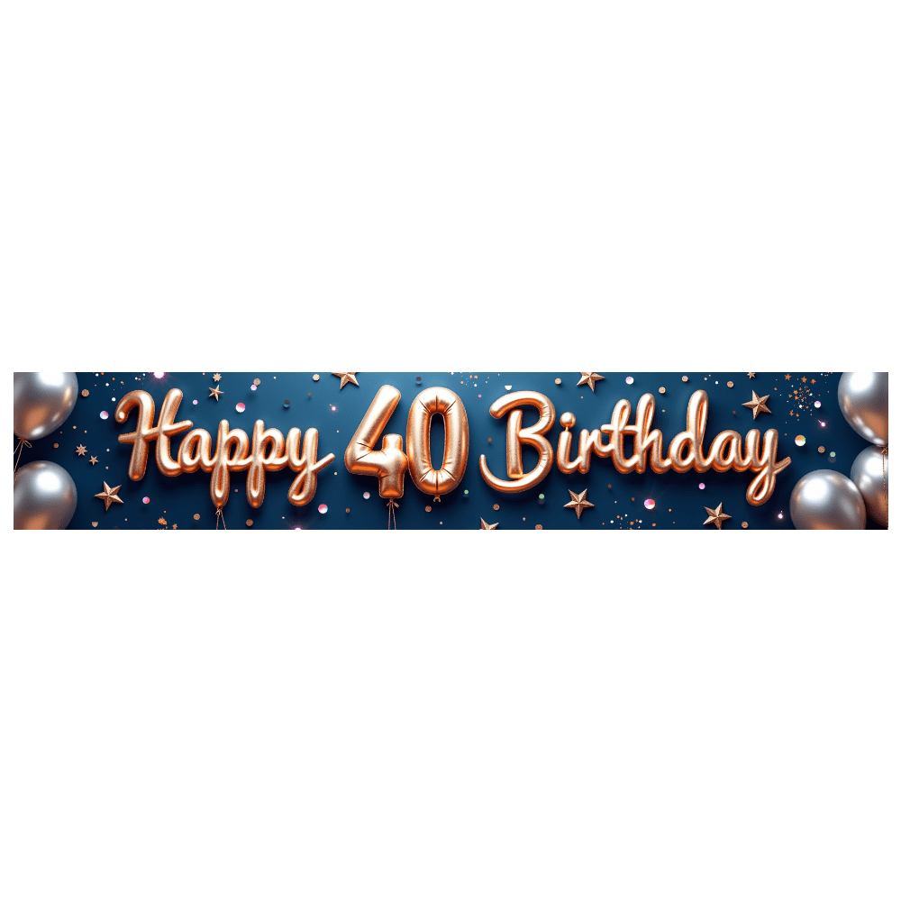 Happy 40th Birthday Banner with Fireworks and Stars Design Background Party Decoration Photo Props Backdrop for Birthday Celebrations Party Supplies Birthday Party Decorations