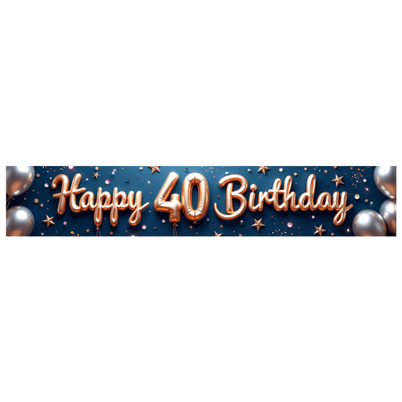 Happy 40th Birthday Banner with Fireworks and Stars Design Background Party Decoration Photo Props Backdrop for Birthday Celebrations Party Supplies Birthday Party Decorations