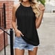 thumbnail image 4 of Camiseta Sin Mangas Para Mujer Chaleco casual camiseta plisada elegante mujer tanques Top cuello redondo Streetwear (negro L) Cgtredaw para Mujer Negro T M, 4 of 6