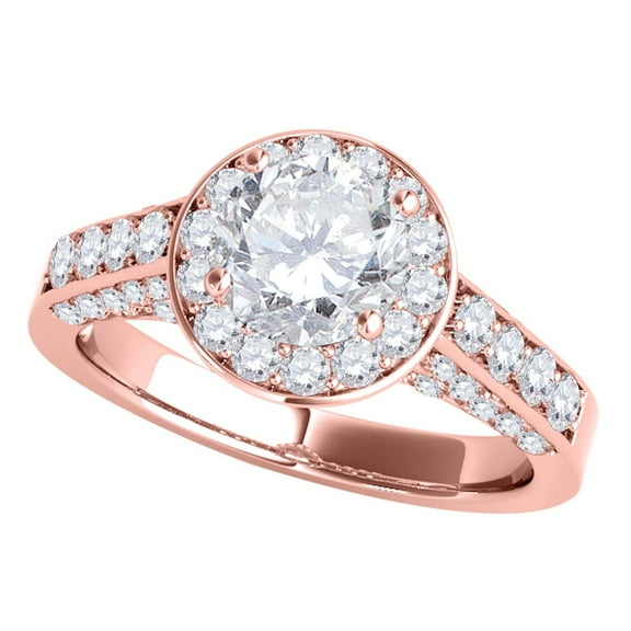 Mauli Jewels Engagement Rings for Women 1 Carat Halo Engagement Diamond Ring Crafted4 prong14k Rose Gold