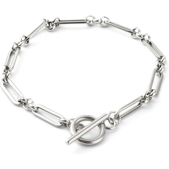 1Pc 7.1Inch Non Tarnish Link Chain Bracelets for Women Men String Chain Bracelets Jewelry Gifts Adjustable Handmade Dainty Rope Link Paperclip Stainless Steel Silver Link Infinite