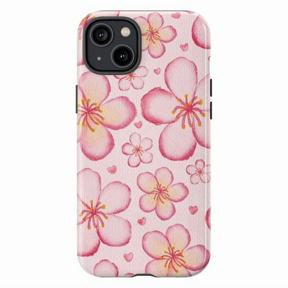 Cherry Blossom Phone Case for iPhone 11 12 13 14 15 16 – Pink Watercolor Floral Design, Soft Spring Aesthetic Cover, Cute Gift for Her