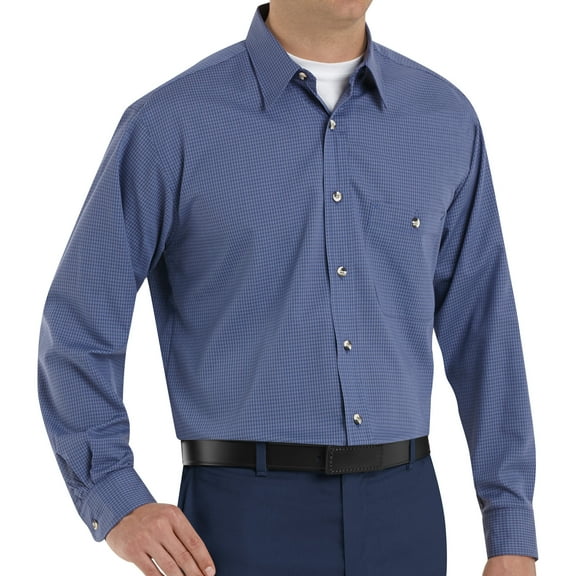 Red Kap Men's Long Sleeve Mini-Plaid Uniform Shirt