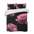thumbnail image 2 of Pink Rose Twin Size Down Alternative Comforter, Lightweight Comforter Quilt Bedding Set with Pillow Shams Vintage Abstract Garden Flower Floral Black All Seasons Bed Comforter Duvet Insert 68"x86", 2 of 7
