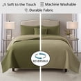 thumbnail image 4 of NSH by New Sega Home 4-Piece Olive Pinsonic Reversible Waffle Textured Quilt Set with Reversible Shams and Decorative Pillow, King, 4 of 9