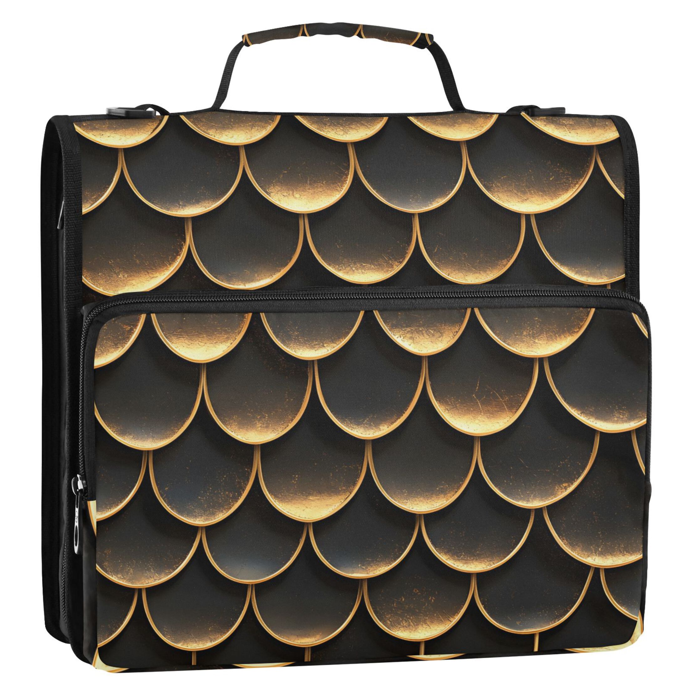 ALAZA Zipper Binder Golden Dragon Scales Pattern 3 Ring Trapper Keeper File Folder Organizer Bag