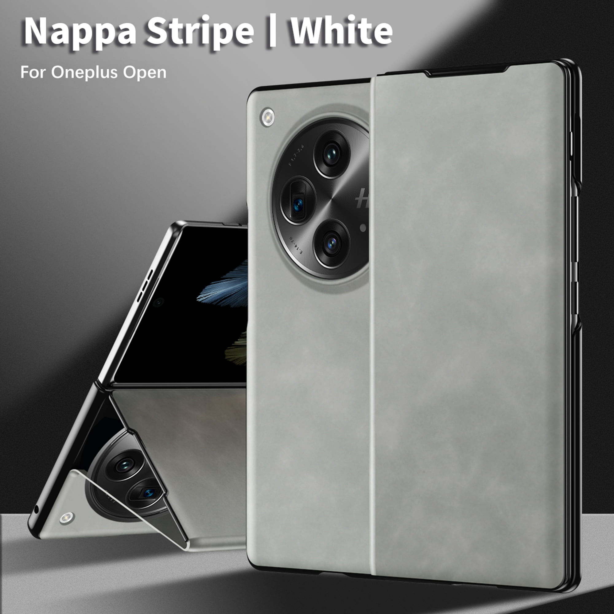 for One Plus Open/Oppo Find N3 Case, Premium Leather Shockproof Case Magnetic Closure Kickstand Folio Protective Phone Cover with Window View For One Plus Open/Oppo Find N3,White2