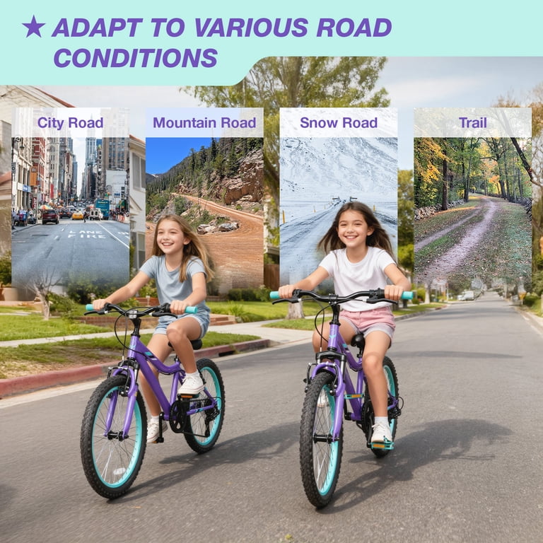 Hykolity 24" Kids Mountain Bike, 7-Speed, Purple photo 3
