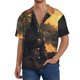 thumbnail image 1 of Balery Sunset Meditating Doberman Camisa Casual de Manga Corta con Botones para Hombre, Texturizada, Estilo Cubano, para Playa, Verano-Medium, 1 of 5