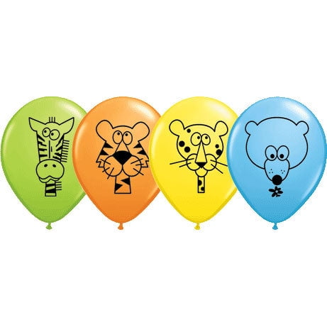 Qualatex 56190 11 in. Jungle Animal Latex Balloon - Assorted Color