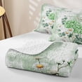 thumbnail image 4 of Erosebridal Vintage Floral Quilt Full, Botanical Flower Full Bedspread Sets, Gray Reversible, Mint Green White, 3 Pieces (1 Coverlet and 2 Pillowcases), 4 of 7