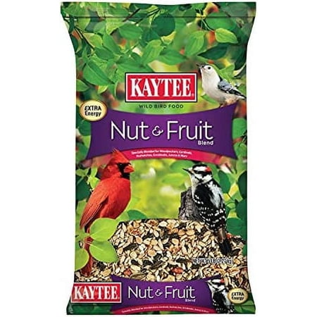 Kaytee Wild Bird Food Nut & Fruit Seed Blend For Cardinals, Chickadees, Nuthatches, Woodpeckers and Other Colorful Songbirds, 5 Pounds