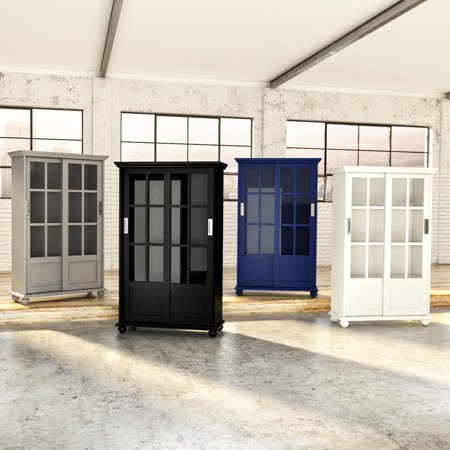New China Cabinet 2 Glass Doors Kitchen Hutch Pantry Cupboard Blue