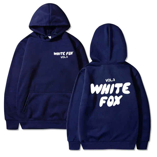 Sudadera con capucha de zorro blanco para mujer, suéter suelto de moda con letras impresas, sudadera informal Harajuku de manga larga