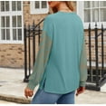 thumbnail image 6 of Olyvenn Long Sleeve Spring Tops Oversized 2025 Trendy Round Crew Neck Casual Color Block Womens Shirts Blouses Green 8-10, 6 of 9