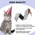 thumbnail image 5 of Minzimin  Pack of 2 Diamond Cat Collar,Adjustable Soft Velvet Leather Safe Kitten Collar with Shiny Rhinestones and Bells,Girl Boy Bling Cat Collars with Safety Elastic for Small Medium Cats, 5 of 8