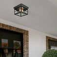 thumbnail image 4 of Outdoor Flush Mount Ceiling Light Fixture, Black w/Water Glass, 2-Light Square Farmhouse Porch or Patio Light, Close to Ceiling Entryway Outdoor Light, Bulbs Not Included, 4 of 6