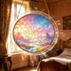 thumbnail image 4 of Round Acrylic Puzzle Suncatcher - Stained Glass Style Window Hanging Dreamy For Home Decor, 4 of 6