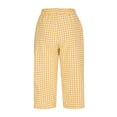 thumbnail image 5 of JoveMarine Women's Plaid Capris - Fashion Tartan Print Elastic Waistband with Pockets Loose Casual Cropped Pants for Daily Work, Comfy,Yellow S, 5 of 7