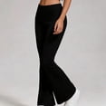 thumbnail image 2 of Women'S Flare Skinny Pants Fold over Leggings Bell Bottom Slim Fit Yoga Pants Y2k Joggers Black L, 2 of 8