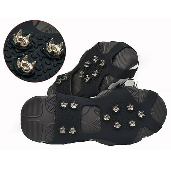 YIGSECU 10 Spikes Snow Ice Grips fit Boot/Shoes for Adults Walking on The Ice Crampons