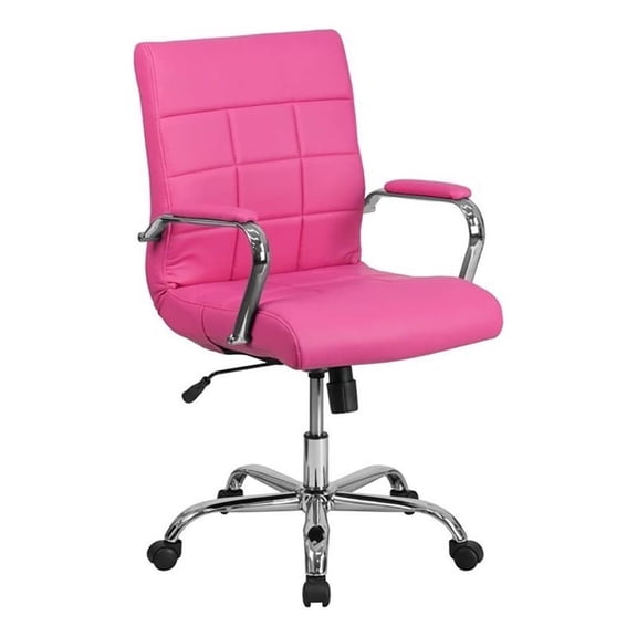 Scranton & Co Contemporary Vinyl Mid Back Swivel Office Chair in Pink