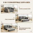 thumbnail image 5 of Furniliving 3 in 1 Convertible Sleeper Sofa Bed, Pull Out Sofa Bed with Side Pocket, Pillow, Loveseat Sofa Couch for Living Room, Bedroom, Small Space, Gray, 5 of 10