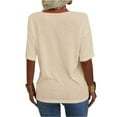 thumbnail image 2 of Women's Summer V-neck Solid Color Half Sleeve Match Simple Casual T-shirt Tops, 2 of 5