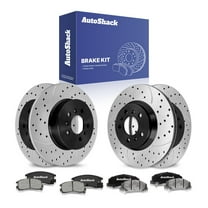 AutoShack Front & Rear Drilled & Slotted Brake Rotors Ceramic Brake Pads | Replacement for 2006-2007 Chevrolet Monte Carlo 2006-2010 Impala 3.5L V6 FWD | E-Coated | 12-PC Brake Kit | ShadowGuard