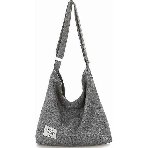 Hobo Bag, Women's Canvas Handbag Crossbody Bag Beach Bag Simple Shoulder Bag Ladies Large Cotton Tote Handbag Girls Shopping Bag for Travel Daily Use